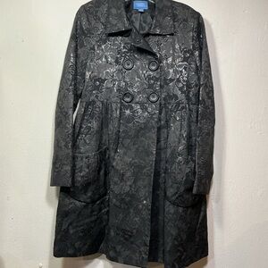 Simply Vera Vera Wang Black Floral Trench Coat